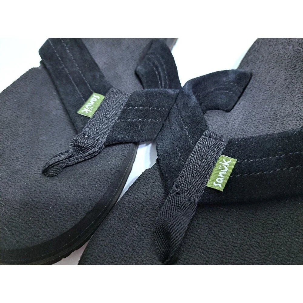 Sanuk Beer Cozy Coaster Flip-Flops Men’s Size 6 Black Beach Pool